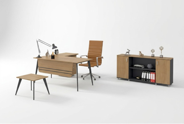 Ensemble de bureau suite Bureau d'angle Armoire Salle d'étude Ensemble complet de 3 pièces.
