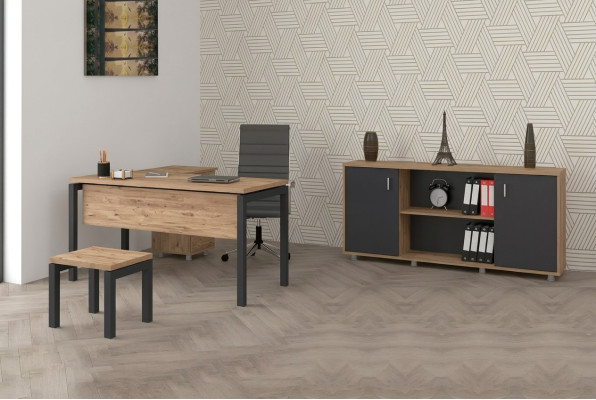 Bureau pour le cabinet d'avocats Pratique complète avec ameublement Armoire Table 3 pièces