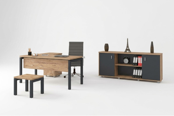 Bureau pour le cabinet d'avocats Pratique complète avec ameublement Armoire Table 3 pièces