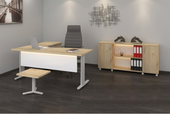 Bureau d'angle Bureau Salle d'étude Moderne Ensemble complet Mobilier 3 pièces