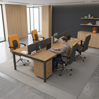 Grand Bureau Mobilier de Bureau Table d'Équipe 4 Personnes Mobilier de Bureau
