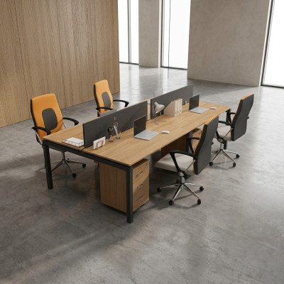 Grand Bureau Mobilier de Bureau Table d'Équipe 4 Personnes Mobilier de Bureau
