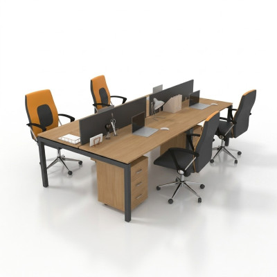 Grand Bureau Mobilier de Bureau Table d'Équipe 4 Personnes Mobilier de Bureau