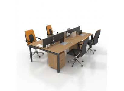 Grand Bureau Mobilier de Bureau Table d'Équipe 4 Personnes Mobilier de Bureau