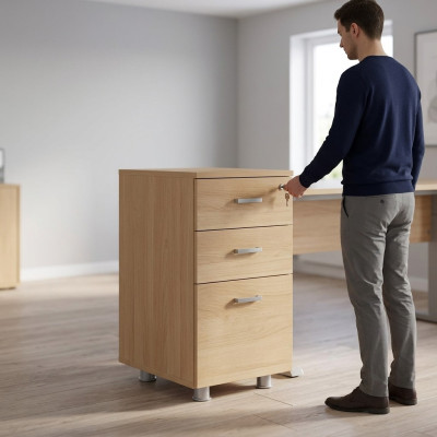 Salle d'études marron Commode en bois Meubles de bureau Classique Armoire de classement