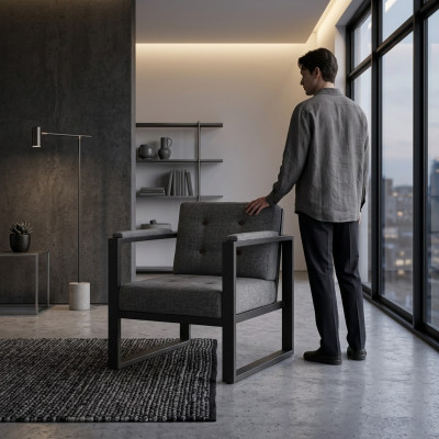 Fauteuil gris en textile Mobilier d'étude Mobilier de bureau neuf Siège