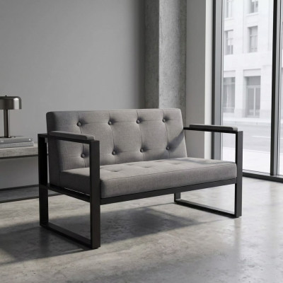 Banc design gris Deux places Housse en textile Mobilier de bureau Meuble