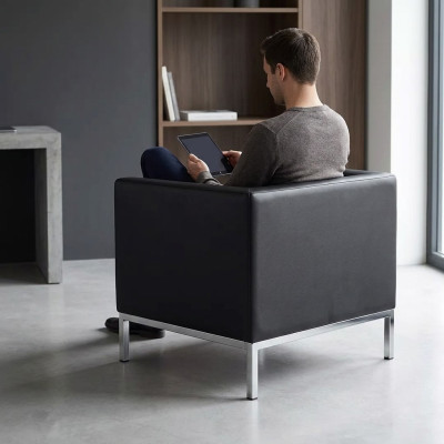 Fauteuil Salle d'étude Mobilier de bureau Textile neuf Siège noir Luxe Mobilier