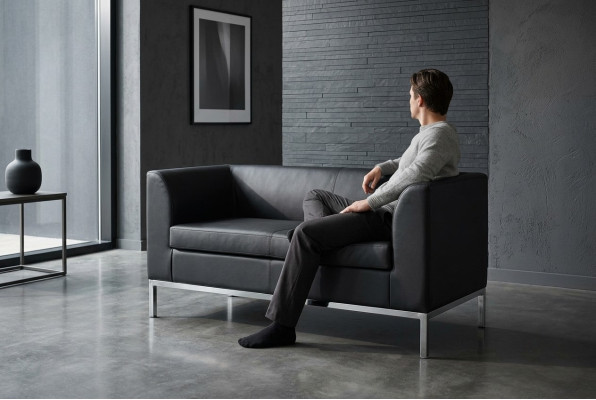 Salle d'étude Canapé noir en textile à deux places Mobilier de bureau Canapé