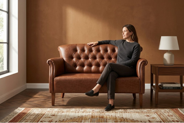 Canapé Chesterfield deux places Salle d'étude Siège Meubles rembourrés Design de luxe