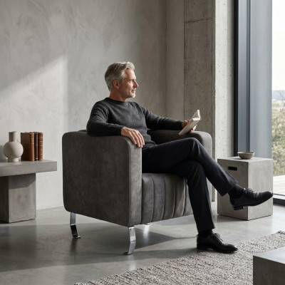 Fauteuil gris Design moderne Mobilier Chaise de bureau Textile Studierzimmer neue Büro