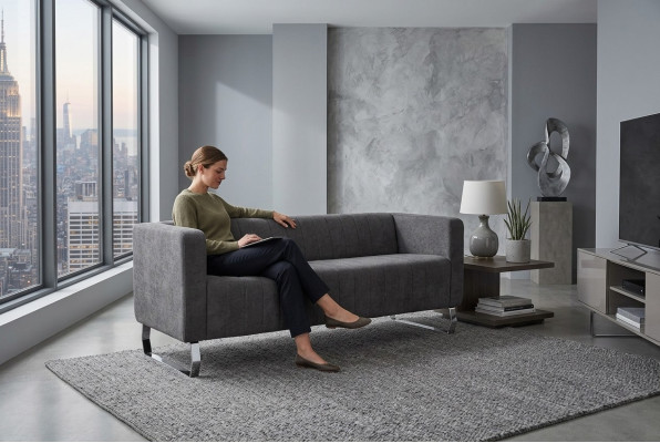 Canapé de luxe moderne à trois places mobilier de bureau textile groupe de sièges canapés
