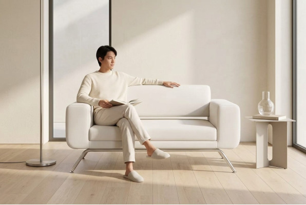 Canapé de luxe blanc deux places en tissu textile meubles de bureau ameublement de luxe.