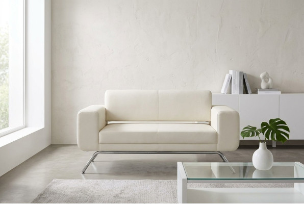 Canapé de luxe blanc deux places en tissu textile meubles de bureau ameublement de luxe.