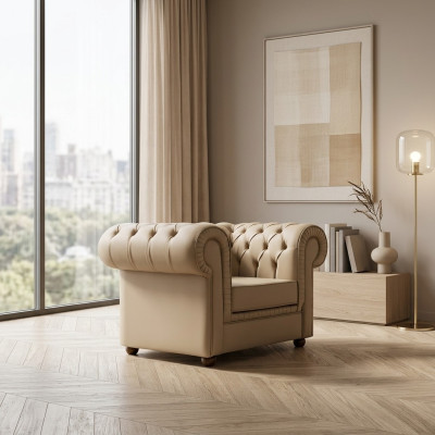 Fauteuil Chesterfield Mobilier de bureau de luxe Fauteuil crapaud rembourré individuel Moderne