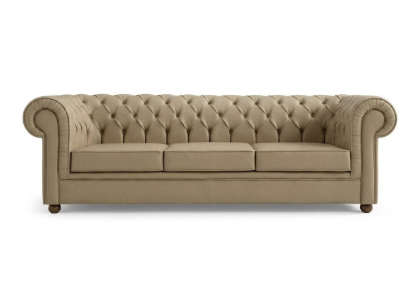 Canapé de bureau trois places Chesterfield beige, canapés rembourrés, meubles de luxe