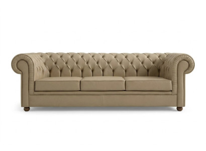 Canapé de bureau trois places Chesterfield beige, canapés rembourrés, meubles de luxe