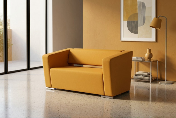 Canapé jaune Luxe Canapé deux places Mobilier de bureau Tissu Ameublement de bureau