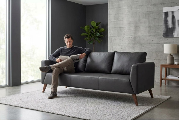 Canapé design Canapé noir Mobilier de bureau Mobilier de luxe de salle d'étude