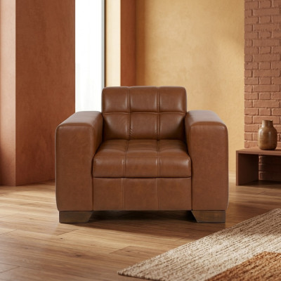 Fauteuil marron Design moderne Siège Salle d'étude nouveau fauteuil rembourré