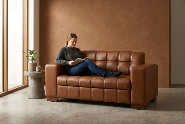 Cuir marron Deux places Meubles de bureau Collection de meubles de bureau Canapé en tissu
