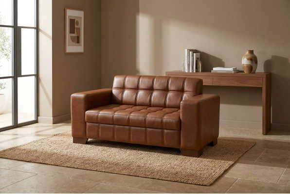 Cuir marron Deux places Meubles de bureau Collection de meubles de bureau Canapé en tissu