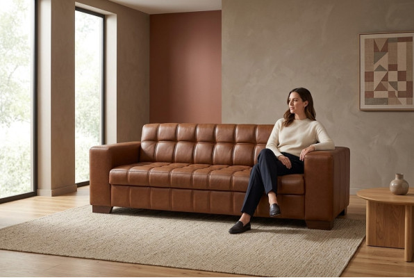 Canapé de luxe trois places marron Mobilier de bureau Aménagement de bureau Design de bureau