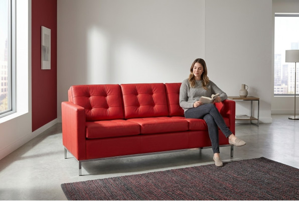 Trois places rouge Canapé Moderne de Luxe Siège Rembourré Canapé en Textile Style
