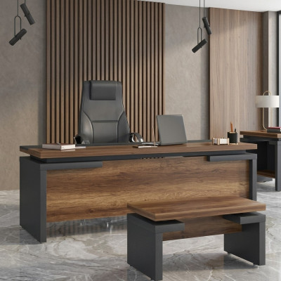 Brun gris bureau 220x90cm Table de luxe Bureau exécutif Bureau de bureau