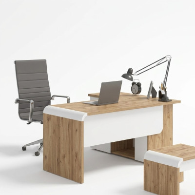 Coin de bureau brun. Mobilier de bureau. Bureau design. Bureau de directeur.