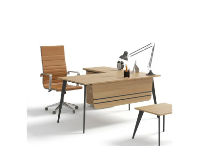 Meuble de bureau en bois, bureau d'angle, table de travail designer, table de bureau.