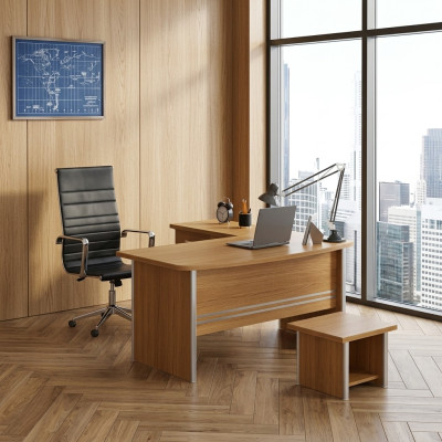 Bureau d'angle en bois clair mobilier de bureau de luxe design de mobilier de bureau