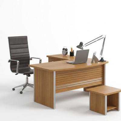 Bureau d'angle en bois clair mobilier de bureau de luxe design de mobilier de bureau