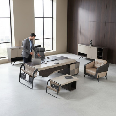 Meubles de bureau de luxe Ensemble complet de mobilier de bureau Table Armoire 3 pièces