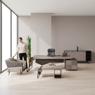 Pièce d'étude de luxe Bureau d'angle Mobilier design Mobilier de bureau Tables Bureau