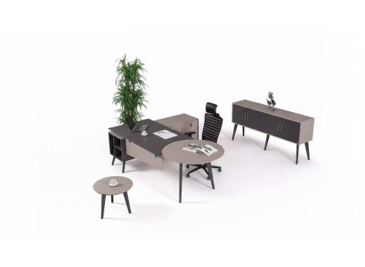Ensemble de bureau moderne pour étude, complet avec bureau design et mobilier.