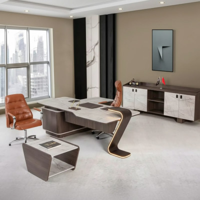 Meubles de luxe Mobilier de bureau Complet Ensemble de table Armoire de bureau 3 pièces