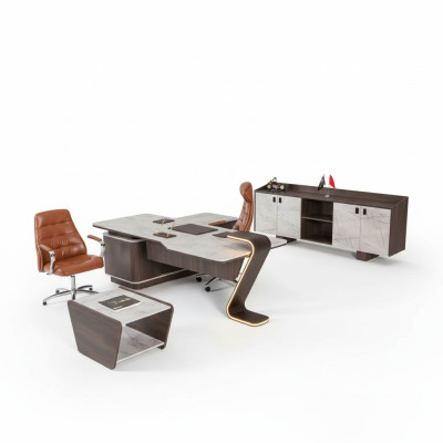 Meubles de luxe Mobilier de bureau Complet Ensemble de table Armoire de bureau 3 pièces