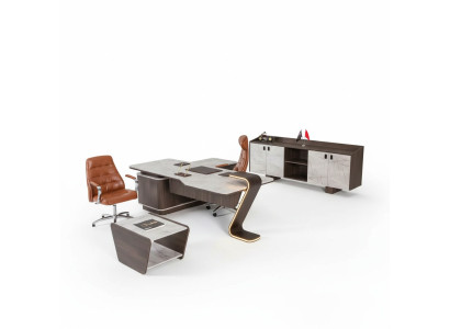 Meubles de luxe Mobilier de bureau Complet Ensemble de table Armoire de bureau 3 pièces