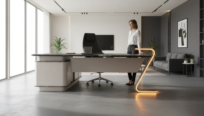 Bureau LED Éclairé Design Table Mobilier de Bureau Tables 250cm