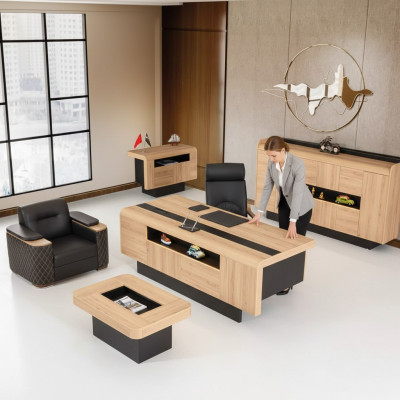 Mobilier de bureau de luxe Ensemble complet de mobilier de bureau Table Armoire 3 pièces