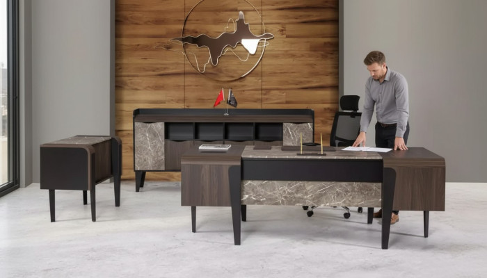 Bureau Mobilier Bureau Table Imitation Marbre Tables Mobilier de Bureau