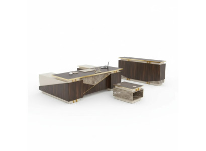 Mobilier de salle d'étude Bureau d'angle Cabinet de bureau de luxe Table basse 3 pièces