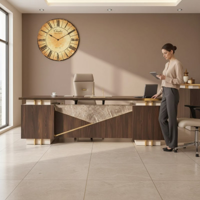 Bureau d'angle de luxe en acier inoxydable Mobilier de bureau Bureau de bureau neuf