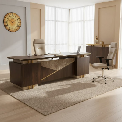 Bureau d'angle de luxe en acier inoxydable Mobilier de bureau Bureau de bureau neuf