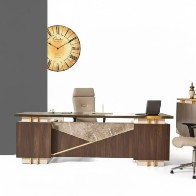 Bureau d'angle de luxe en acier inoxydable Mobilier de bureau Bureau de bureau neuf