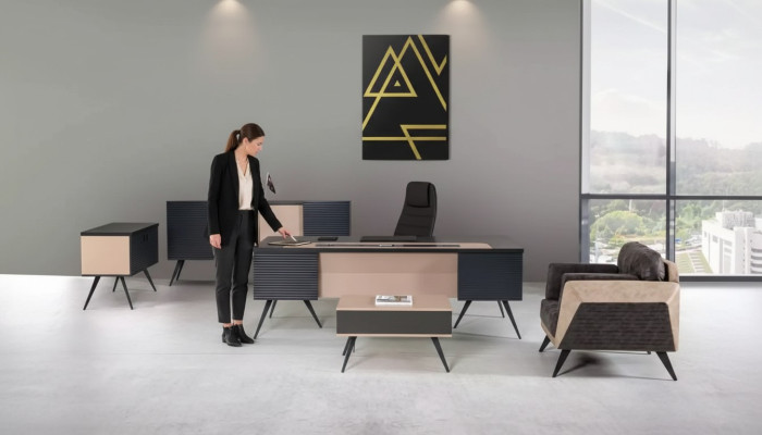 Ensemble de salle d'étude moderne Mobilier de bureau de luxe Armoire de classement Bureau