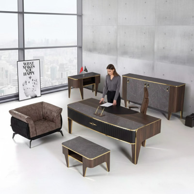 Luxe Ensemble de bureau 4 pièces Ensemble Table Armoire Table Basse 4 pièces