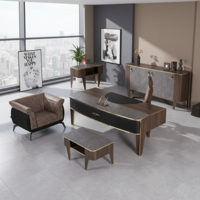Luxe Ensemble de bureau 4 pièces Ensemble Table Armoire Table Basse 4 pièces