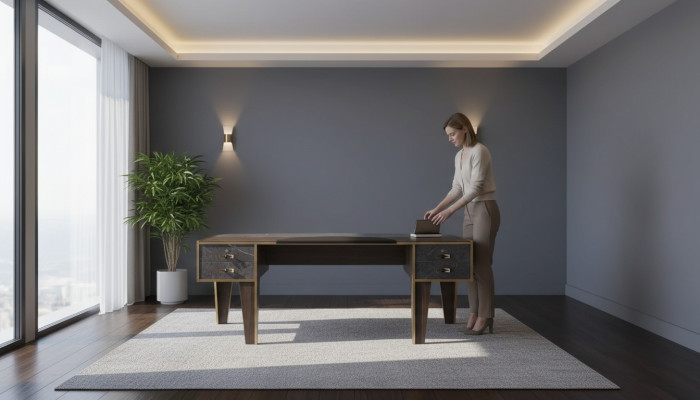 Bureau avec tiroirs Mobilier de chambre d'étude Table de luxe de bureau 220x95